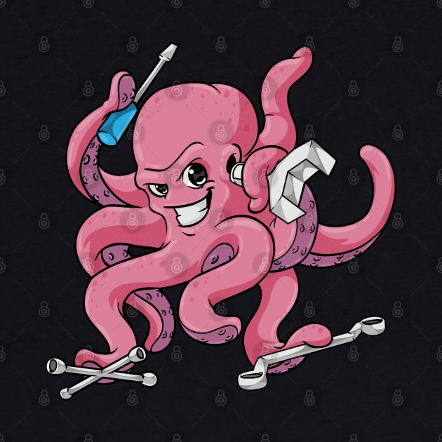 Funny mechanic octopus with tool by Markus Schnabel